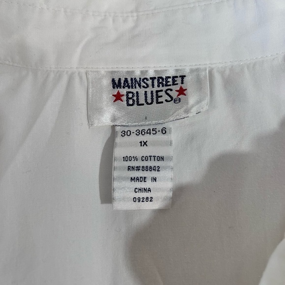 MAINSTREET BLUES  white blouse short sleeve size:1X - Picture 10 of 13